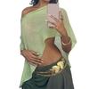Women Cloak Shawl Mesh Wrap with Asymmetrical Hem Lightweight Summer Pullover Sweater Travel Wrap-around Clothing