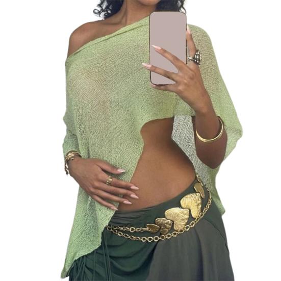 Women Cloak Shawl Mesh Wrap with Asymmetrical Hem Lightweight Summer Pullover Sweater Travel Wrap-around Clothing