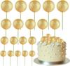 20 Pcs Mini Balloon Cake Topper Decorations with Gold Balls On Sticks - Cake Picks for Birthday, Wedding, and Party Decorations
