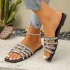 Shoes Female 2025 Open Toe Women's Slippers Plus Size Outdoor Casual Sandals Women Crystal Square Toe Flat with Women's Sandals