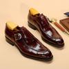 Retro Men Formal Shoes Slip On Men Casual Loafers Moccasin Buckle Brogue Business Formal Men Shoes Spring New Style