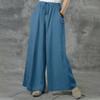 Trousers Women Cotton and Linen Casual Elastic Waist Wide Leg Pants