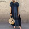 Women's Summer Short Sleeve Plaid Baggy Sundress Casual Dresses