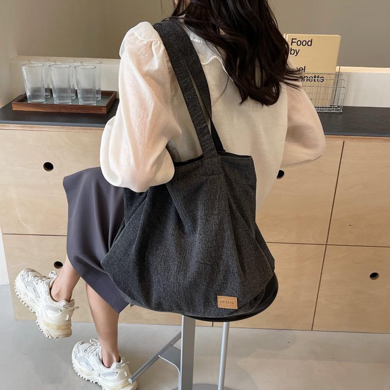 Commuter Large Capacity Denim Tote Bag Women Underarm Bag Work Shoulder Bag
