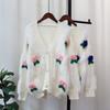 Imitation Mink Fleece Sweater Jacket Women's Autumn and Winter New Loose Three-dimensional Flower Soft Waxy Gentle Wind Knitted Cardigan