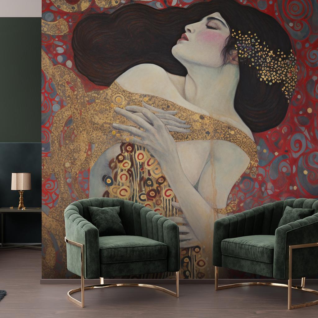 Wallpaper Red Abstract Woman - G. Klimt