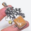 Ghost Eye Jasper, Citrine Handmade 925 Sterling Silver Pendant 2.80" Z8g59