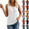Womens Fashion Loose Solid Color Sleeveless Round Neck Tank Top