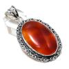 Natural Carnelian Gemstone 925 Sterling Silver Jewelry Pendant 2.36" R8q84