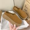 Vintage Platform Heel Women Warm Cotton Mules Slippers Fashion Cover Toe Slip On Shoes Ladies Comfort Outdoor Lazy Slides