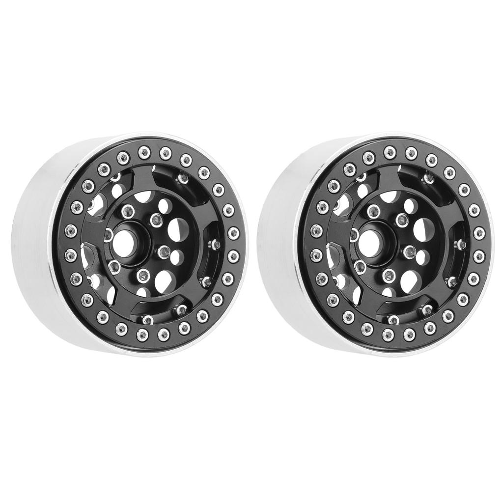 2pcs 1.9 Inch Beadlock Wheels Aluminum Alloy CNC Machining Universal RC Wheel Rims for Crawler Black