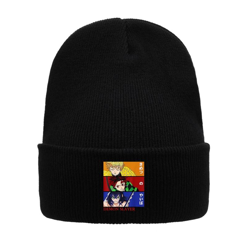 Knit Hat Demon Slayer Kimetsu No Yaiba Anime Winter Warm Beanie Caps Gonpachiro Kamanoko Unisex Women Casual Bonnet