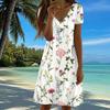 Summer Fashion Women's V Neck Short Sleeve Flower Printed Dress Sex Short Skirt Dresses