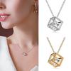 Zircon Crystal Cube Pendant Necklace Novel Chic Simple Wild Women Necklace