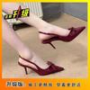 French Pointed Head, Light Mouth, Thin Heel, Bow, Empty Sandals for Women, New Red High Heels for Women In Autumn and Winter 2025