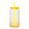1pc 16oz (480ml) Gradient Color Mason Cups Glass Cup with Lid and Straw  Reusable Tumbler for Iced Coffee Smoothies or Boba Mug