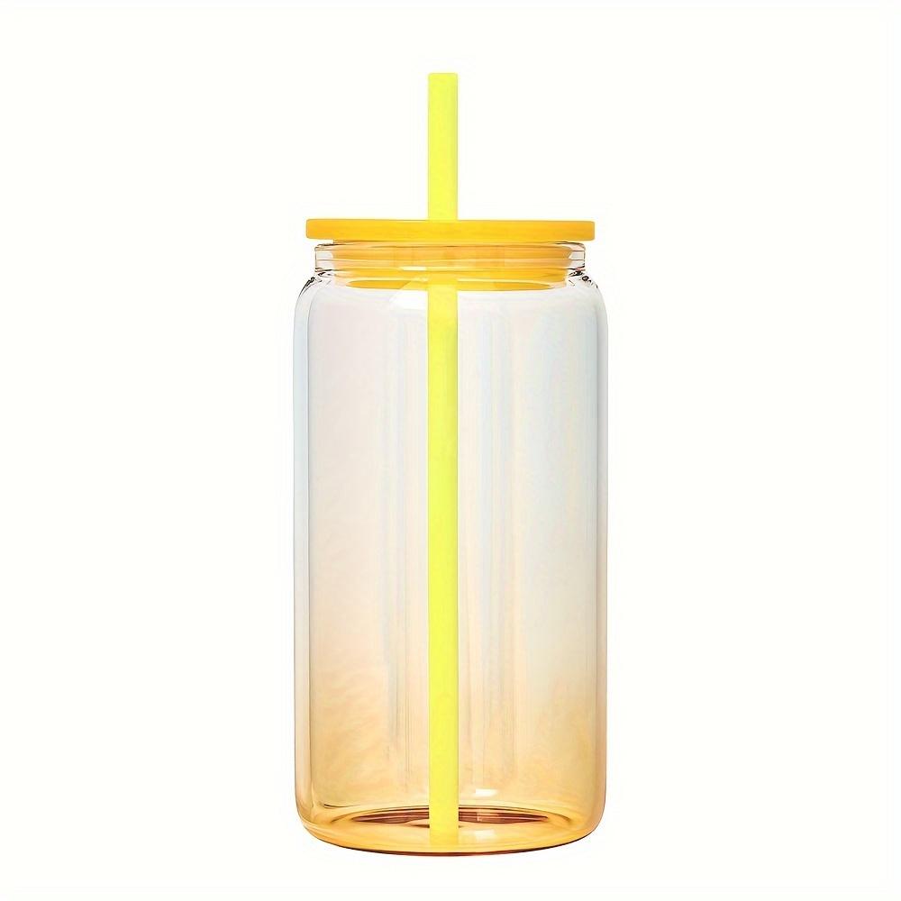 1pc 16oz (480ml) Gradient Color Mason Cups Glass Cup with Lid and Straw  Reusable Tumbler for Iced Coffee Smoothies or Boba Mug