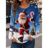 Christmas Women's T Shirt Graphic Santa Claus Vintage Fashion Stylish Long Sleeve Crew Neck Regular Tops Daily Weekend