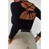 Women's Blouse Women's Black Back Decollete Detailed Lace-Up Blouse