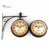 Vintage Wall Clock with Iron Rack Europe Double-sided Battery Operated Living Room Bedroom Indoor Digital Analog Clock Home Decoration