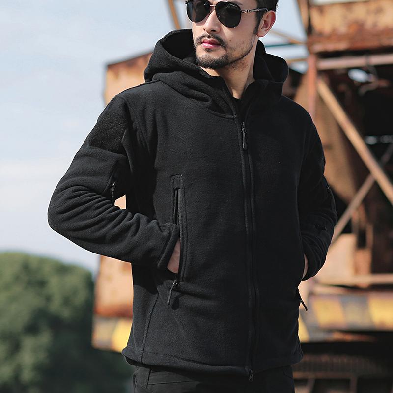 Tactical Fleece Jacket Men Winter Warm Hooded Military Jacket Casual Outdoor Hiking Hoodie Outerwear Coat with Many Pockets
