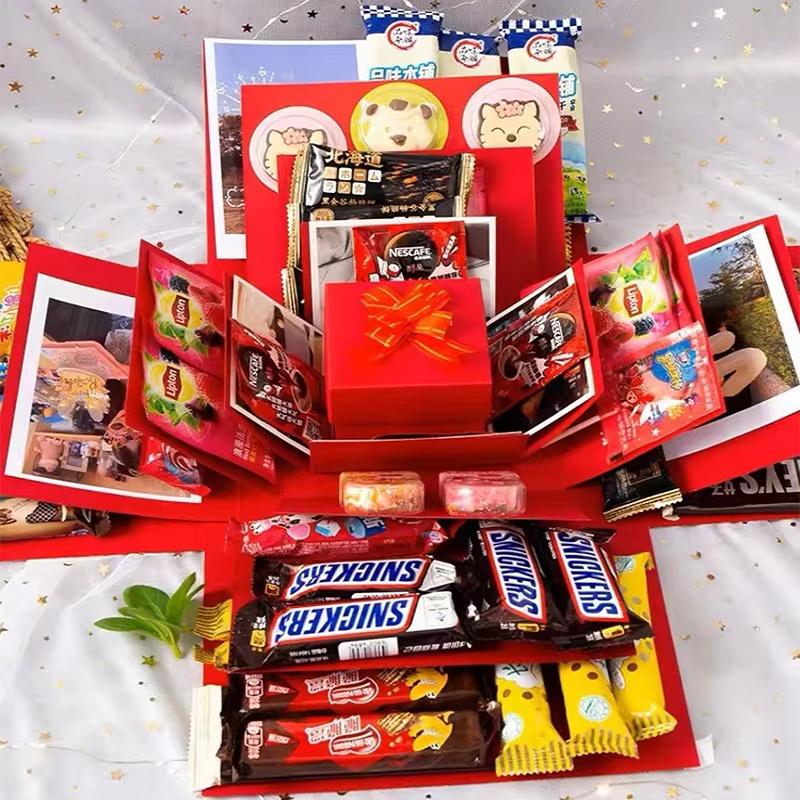 Surprise Explosion Box Handmade Assembled Snack Gift Box for DIY Valentine's Day Birthday Wedding New Year Anniversary Gifts