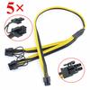 5Pcs GPU Video Card Power Cable PCI-E PCIE 6Pin To Splitter 8 (6+2) Pin Adapter