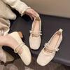 With Skirt Square Head Low Heel Shallow Mouth Single Shoes Summer 2025 New Gentle Shoes Mary Jane Women's Shoes