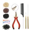 Hair Extensions Tool Set I-tip Hair Pliers 600 Pcs Silicone Micro Rings 4 Pcs Hair Clips 100pcs Rubber Bands 1Pc Hair Comb