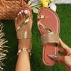 New Summer Sandals for Women Flat Sandal Sparkle Rhinestone Slide Trendy Women's Beach Sparkly Dressy Slip On Bling Casual Shoes