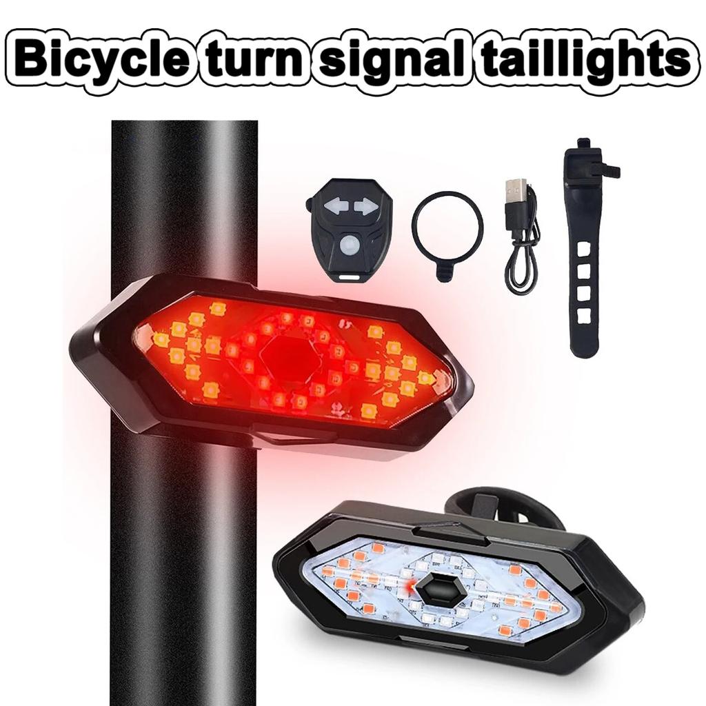 Wireless Remote Control Bicycle Turn Signal Rear Lamp USB Charging Bicycle Tail Lamp Turn Signal Light Night Riding Warning Lamp