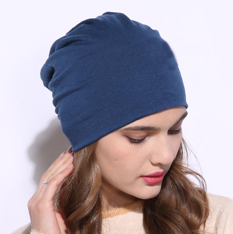 Casual Spring Women Black Slouch Beanies Hats Solid Color Thin Cotton Oversize Bonnets Caps For Ladies Men Hats