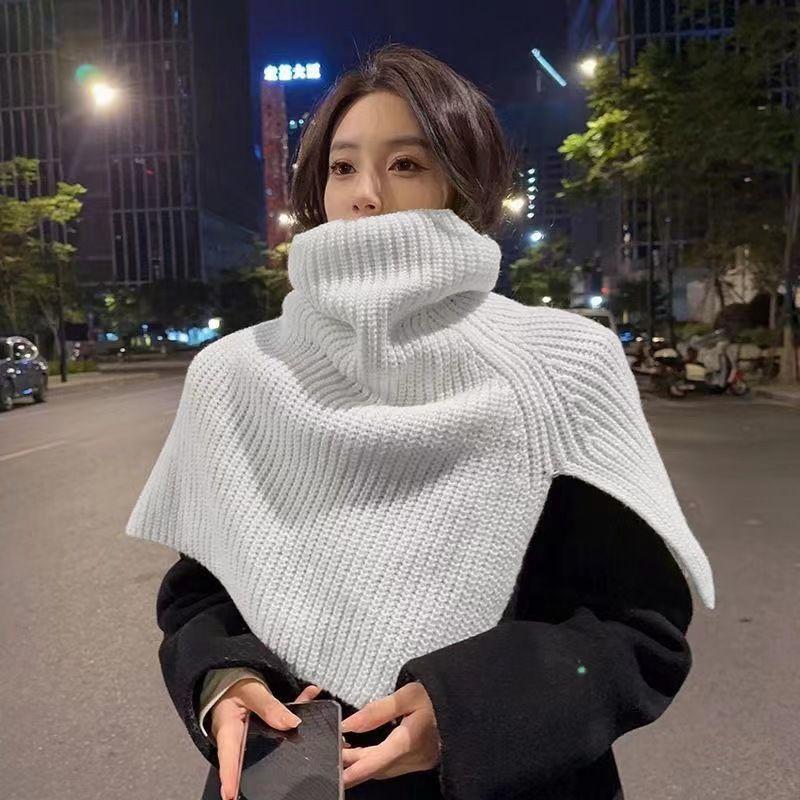 Korean Aesthetic Scarf Women Winter Outer Wear Warm Knit Neck Cover Fake Collar Shawl