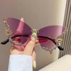 Cycling Butterfly Sunglasses for Women UV Protection Vintage Rimless Sun Glasses Eyewear Decoration