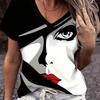 T-shirt For Women Character Print Tees Blouse Oversized T-Shirt Summer Women's Clothing Short Sleeve V-neck Top
