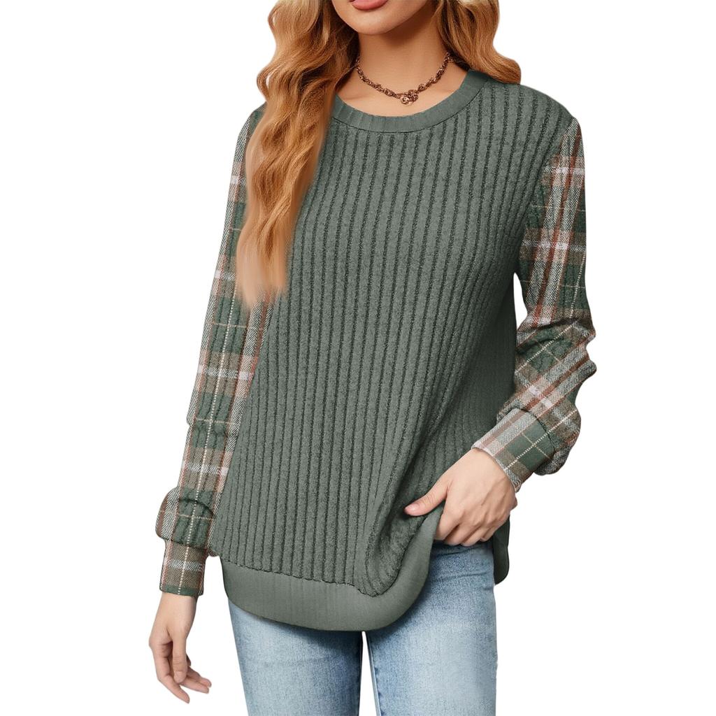 Fashionable Women's Long Sleeved Lightweight Sweater Loose Round Neck Top