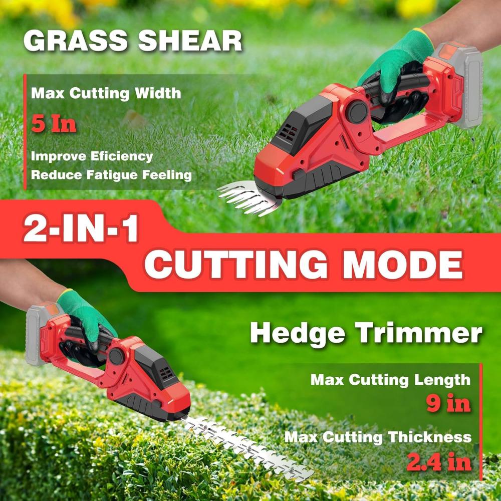 Cordless Hedge Trimmer for Milwaukee M18 Battery(No Battery),2200RPM Cordless Mini Grass Shears,2 In 1 Handheld Electric Hedge