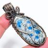 Natural K2 Azurite Gemstone Handmade Copper Wire Wrap Gift Pendant 2.68" E4T42