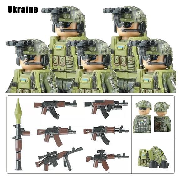 Modern Military SWAT Building Blocks Russian Soldiers Figures US Camouflage Armors Equipment Bricks Toys Compatible Boys