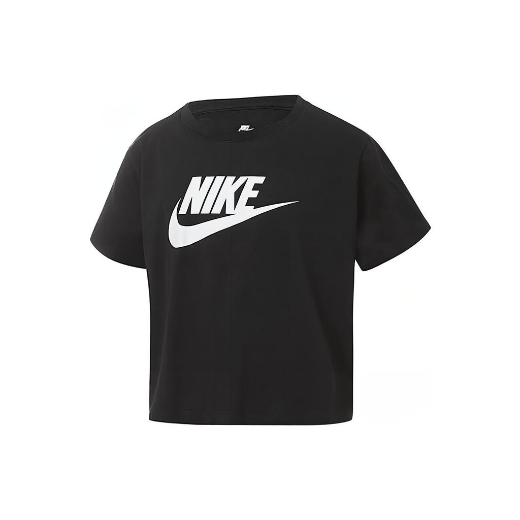 Nike Logo Print Casual Short Sleeve T-Shirt Kids Tops Black DA6925-012