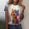 Women's T Shirt Cartoon Cat Pattern Print Summer Casual Short Sleeve Tee Fashion Streetwear Cute Girl Female Oversized Clothing