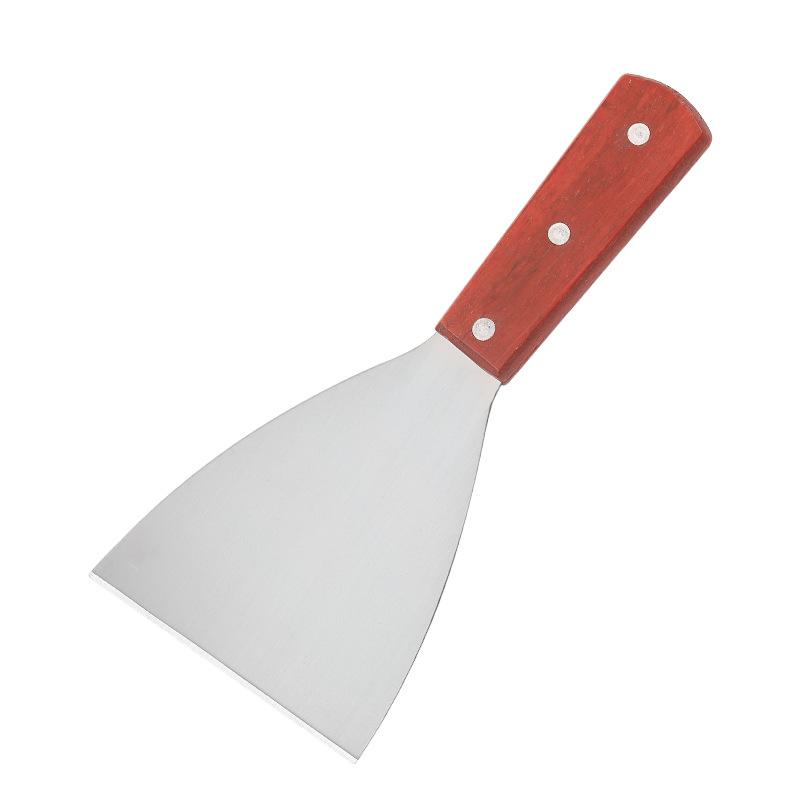 Stainless Steel Wooden Handle Steak Spatula Egg Pancake Frying Shovel Pizza Shovel Turners Scraper BBQ Utensils