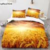 Golden Wheat Field Duvet Cover Set Microfiber Wheat Harvest Themed Quilt Cover for Adult Twin King Size Nordic Style Bedding Set