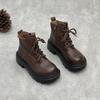 Johnature British Style Genuine Leather Thick Soled Short Boots Versatile Women's Shoes