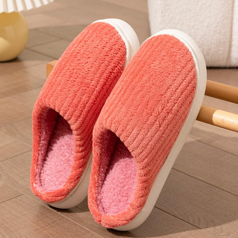 Color Matching Plush Cotton Slippers Winter Couple Indoor Home Hair Mop Plush Shoes Home Comfort Cotton Mop