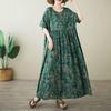 Short Sleeve Plus Size Cotton Vintage Floral New In Dresses for Women Casual Loose Long Summer Dress