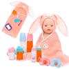 Cute Pop Doll Bath Towel Blanket Fit 10-14 Inch American&43 Cm New Born Baby Doll Accessories Rabbit Ear Hugging Blanket Gifts