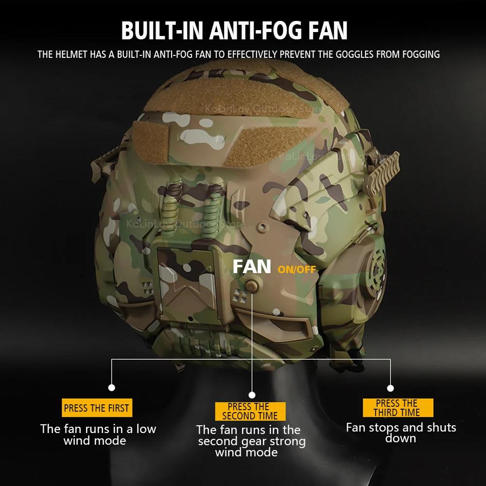 NEW W-Ronin Assault Helmet Tactical FAST Helmet Built-in Communication Headset Anti-fog Fan Detachable Mask Replacement Lens