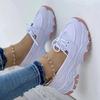Thick Sole Low Top Lace Up Flat Bottomed Casual Sports Shoes Large Size Single Shoe for Women