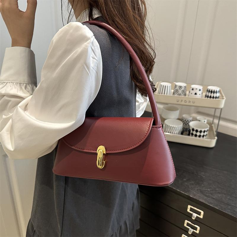 Niche Retro Simple Underarm Baguette Bag 2025 New Fashion High-end Bag Texture Versatile Shoulder Bag Tide